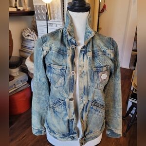 D&G Blue Distressed Denim Jacket with Silver Accents